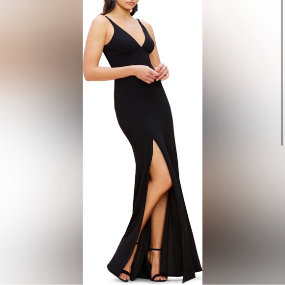 Dress the Population Iris Gown – Black Plunging Maxi Dress Size XXL NWT - Picture 2 of 9